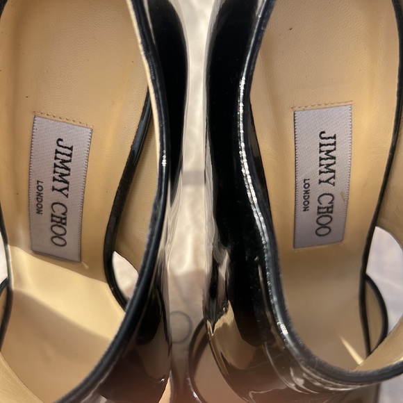 JIMMY CHOO MARY JANE PLATFORM SANDAL HEELS BLACK 8 - Picture 9 of 16